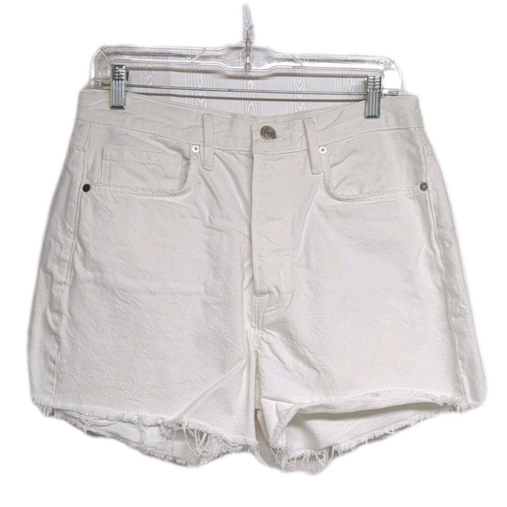 FRAME Denim Shorts Women 31 Le Brigette Button-Fly Raw Hem Rigid Cotton White